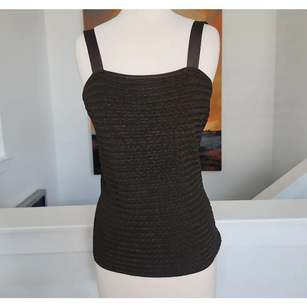 Armani Collezioni Brown Textured Tank Top Size 14